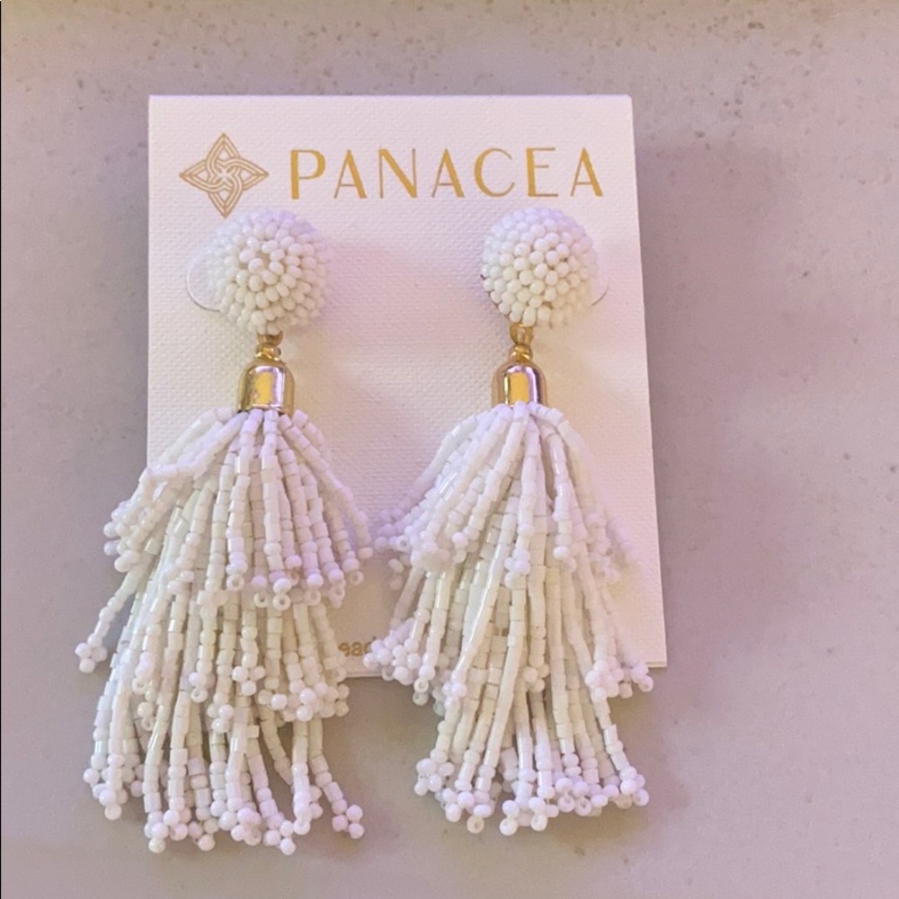 White beaded Panacea earrings